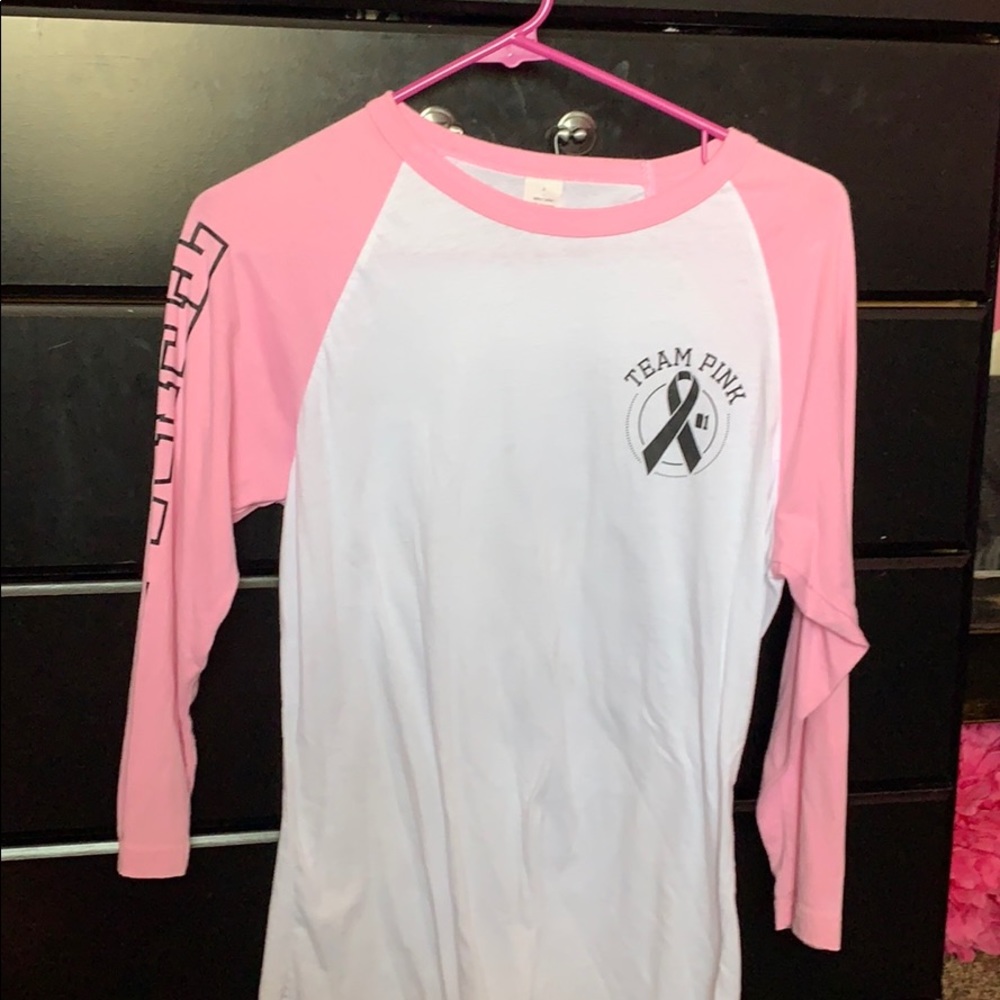 breast cancer team pink 3/4 sleeve shirt